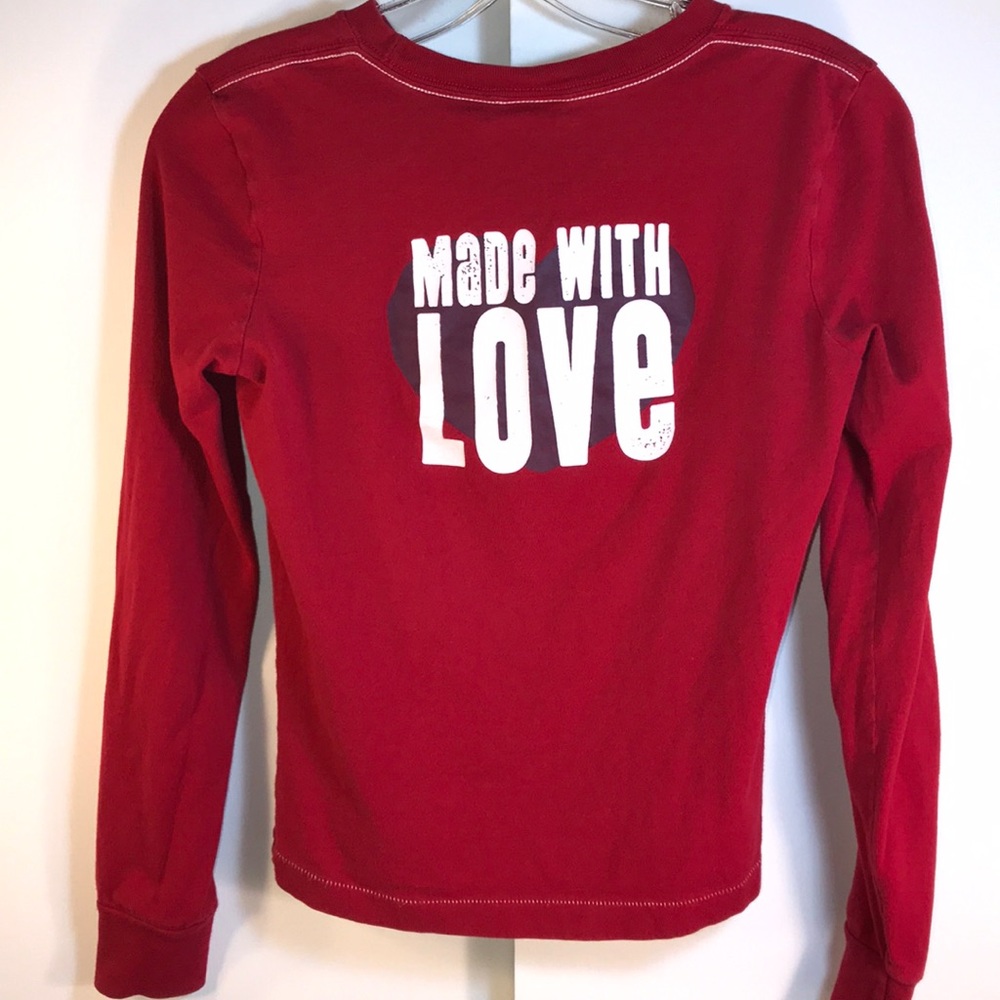 AEO Sweetheart Bakery Made with Love long sleeve tee sz XS Red vintage y2k/2000